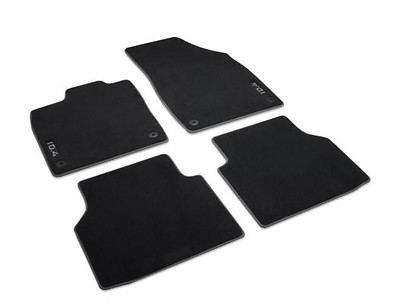 Textilfußmatten vorne und hinten, Schwarz/Grau, Premium mit Schriftzug, Linkslenker Textilfußmatten vorne und hinten, Schwarz/Grau, Premium mit Schriftzug, Linkslenker