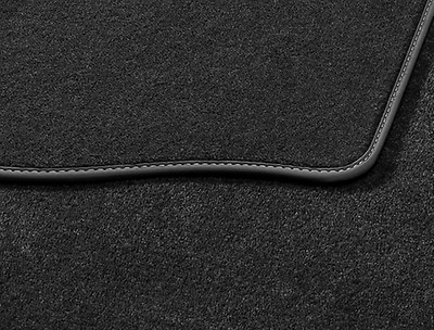 Textilfußmatten Premium für hinten, schwarz/stahlgrau, ohne Befestigungspunkte