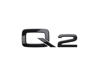 Modellbezeichnung Q2 in Schwarz für das Heck
