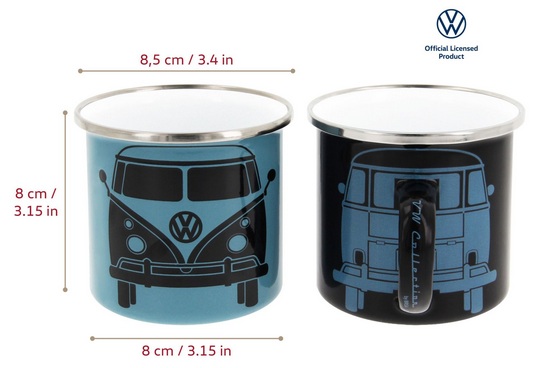 VW T1 Bulli Bus Tasse emailliert 2er Set 350ml